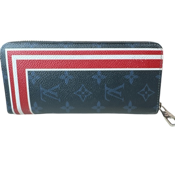 LV06 Louis Vuitton Long Zipvertical wallet in Rare Monogram Cobalt Stripe Canvas - Picture 2 of 8